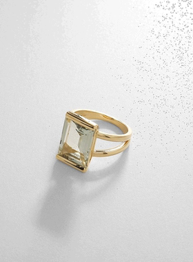 日潮跑腿COCOSHNIK 18K金 绿色石英戒指 10宝石