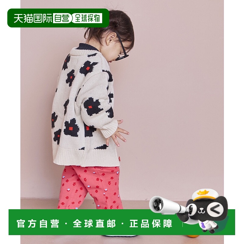 1h可退 日本直邮MARKEY'S 儿童 宽松印花提花针织开衫 半高领设计