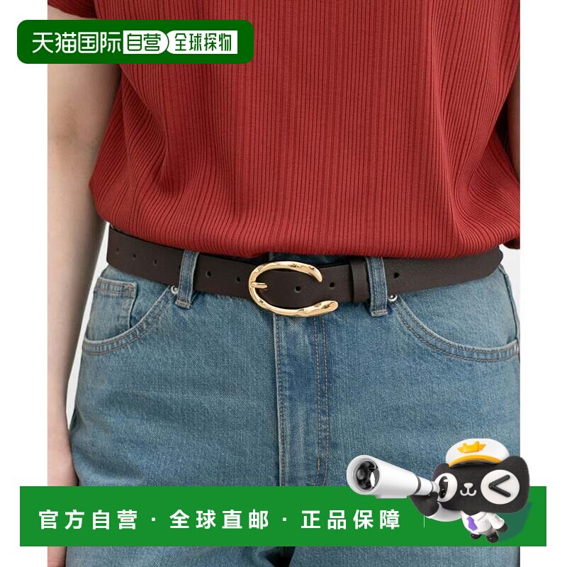 日本直邮女士宽腰带 金色银色深棕色 设计扣合皮基础款裤子