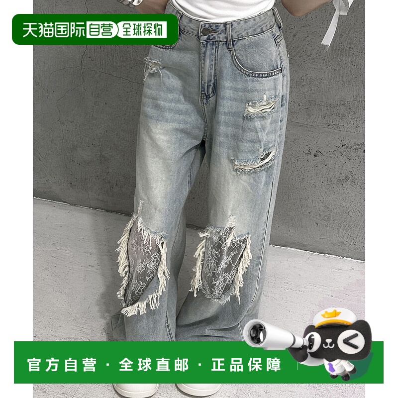 1h可退 日本直邮VEILA 女士宽松直筒牛仔裤 破洞设计 vlak00906