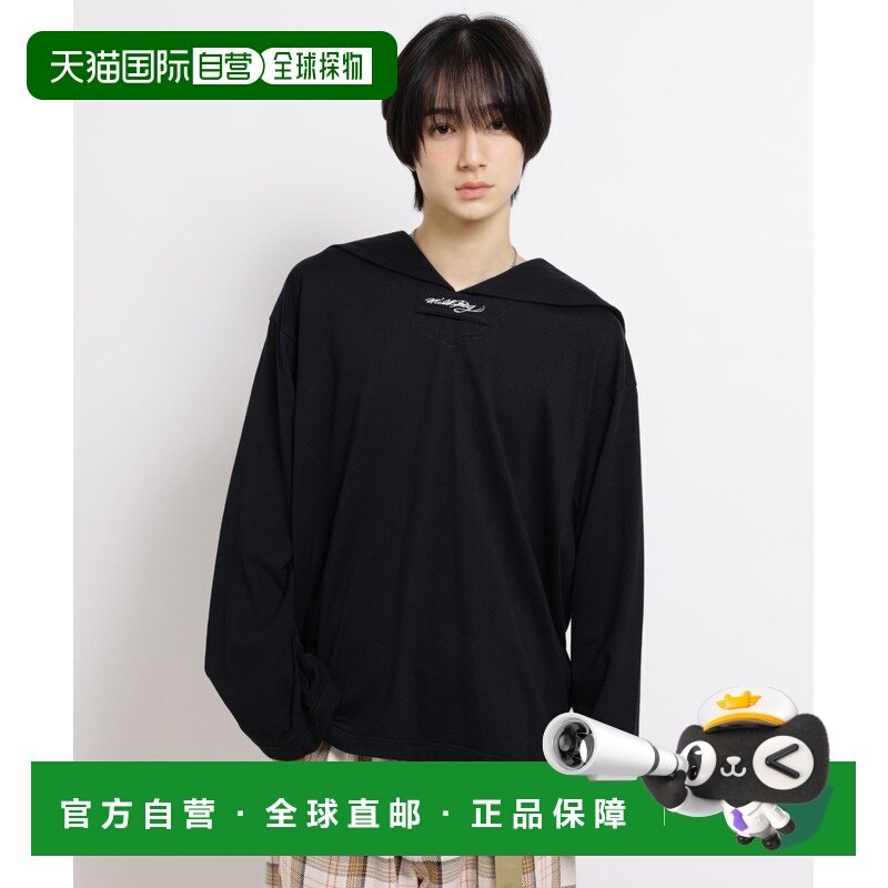 1h可退 日本直邮MILKBOY 男女同款 全棉长袖T恤 船领设计刺绣logo,男装,T恤,淘宝优惠券,粉丝福利购,淘宝优惠卷
