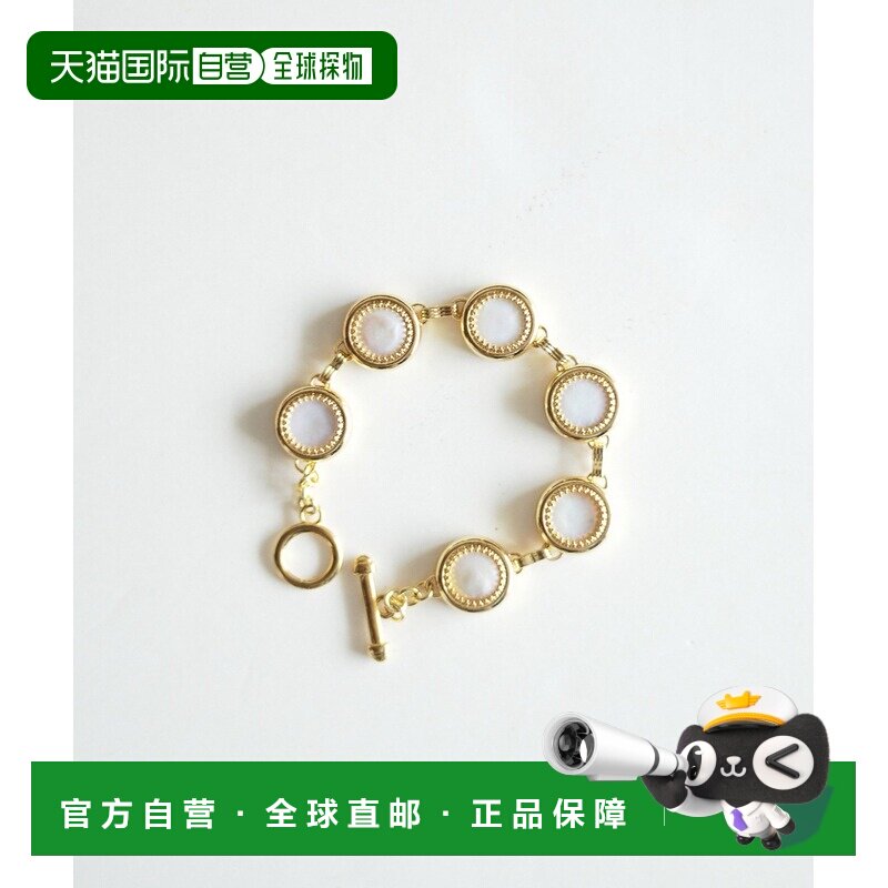 日本直邮primula 男士 圆形吊坠手链 真鍮材质 经典设计 白金配色