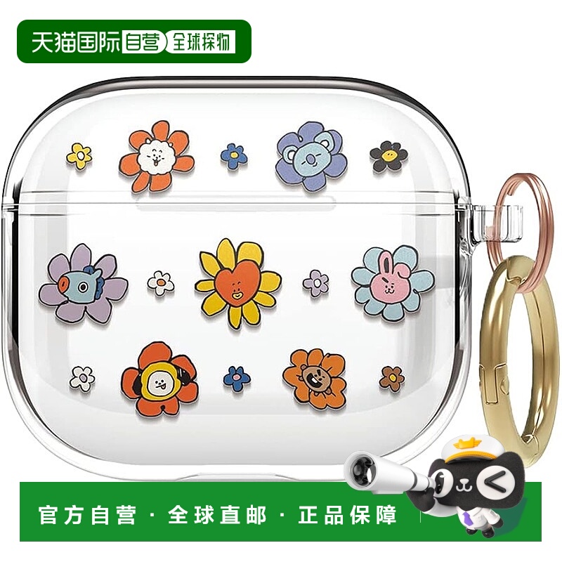 【日本直邮】elago AirPods3透明BT21保护壳带挂钩 FLOWER 花园