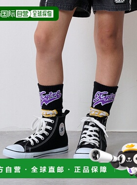 日本直邮X-girl Stages MIX 徽标罗纹圆筒袜