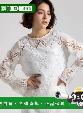 付款1h内可退 日本直邮Atelier ChouChou女士方格蕾丝衬衫 花卉刺