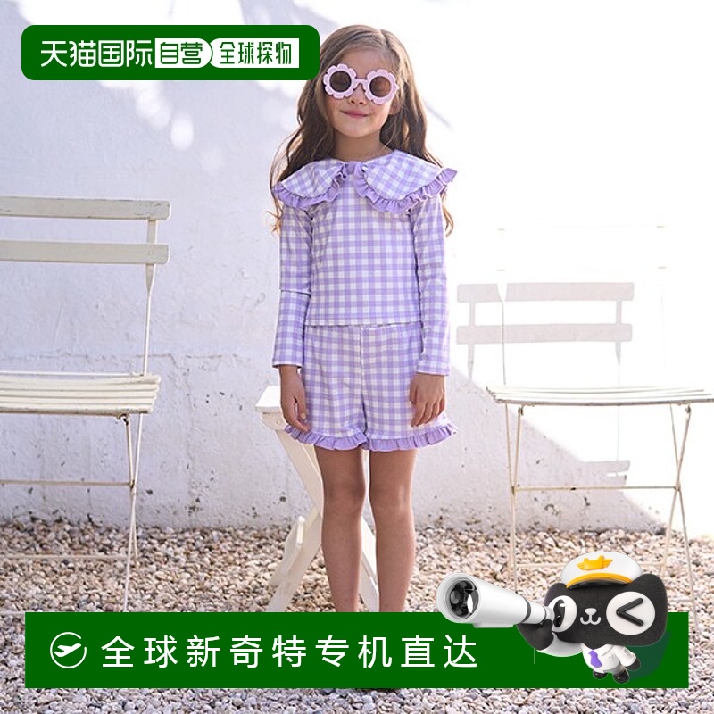 1h可退 日本直邮Lycee mine儿童夏季防晒拉链领带设计短裤连体泳