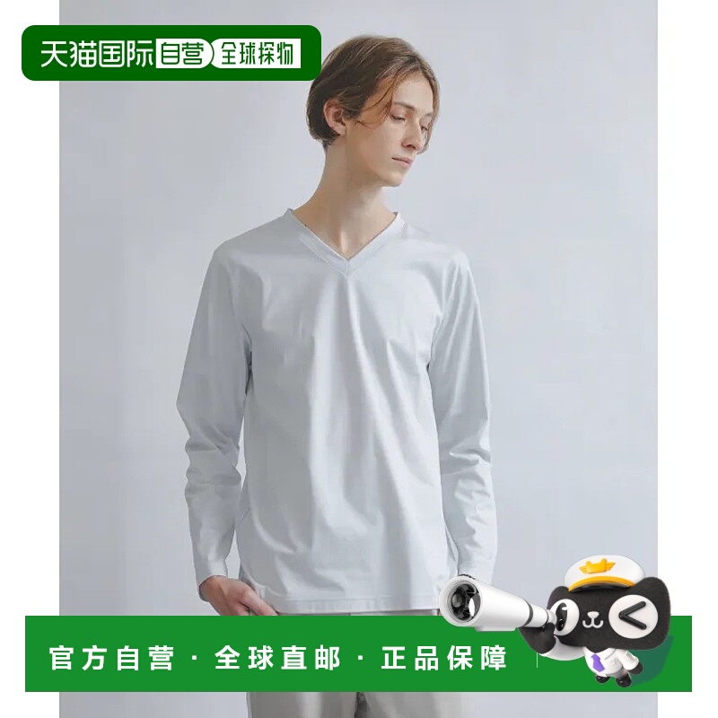 1h可退 日本直邮5351 POUR LES HOMMES 男士V领长袖T恤 弹力棉质