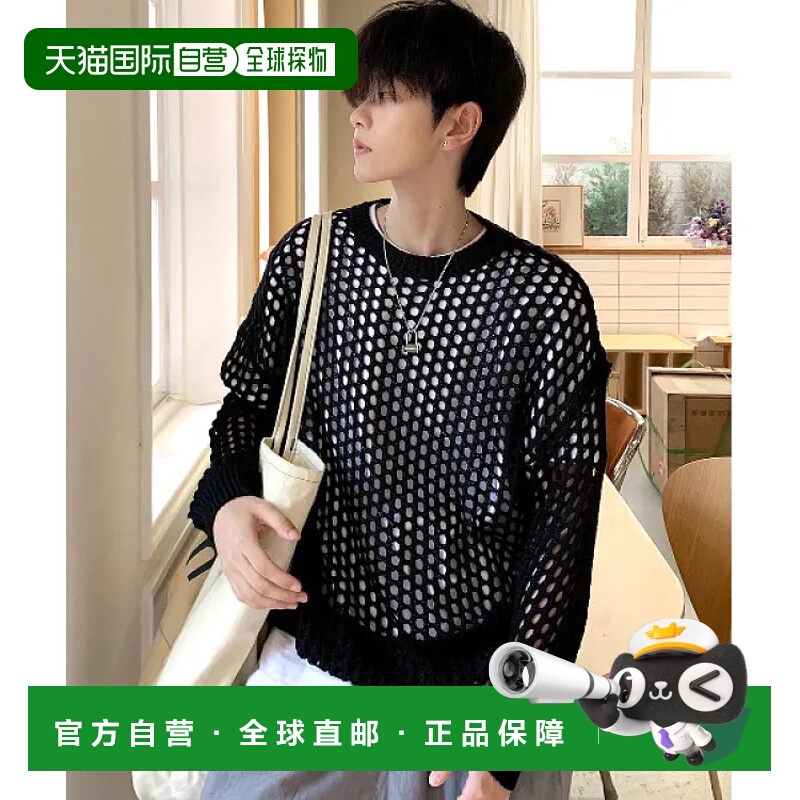 1h可退 日本直邮neos男女同款宽松剪影网眼透视针织套头衫 时尚大