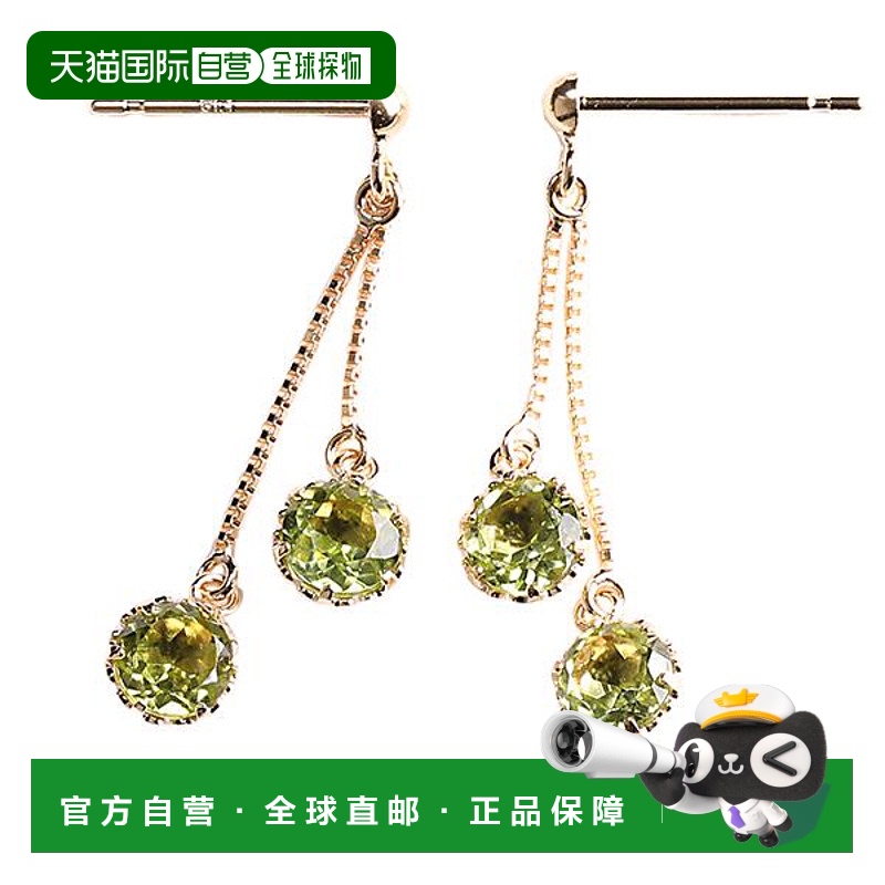 日本直邮(pe247099) 耳环 18k 黄金 橄榄石 4 毫米 垂坠 双耳 女