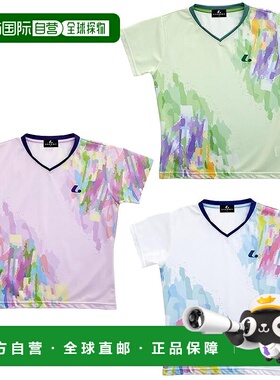 日本直邮LUCENT 女士比赛衬衫 无领 网球 羽毛球服 上衣 短袖 粉