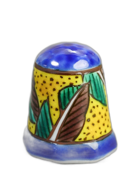 日本直邮九谷烧顶针 67万年蓝色额川孝之装饰品顶针 护身符 九谷