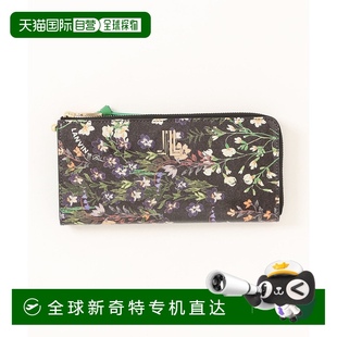 日本直邮LANVIN Bleu 1h可退 光泽花朵图 女士L型拉链长款 钱包