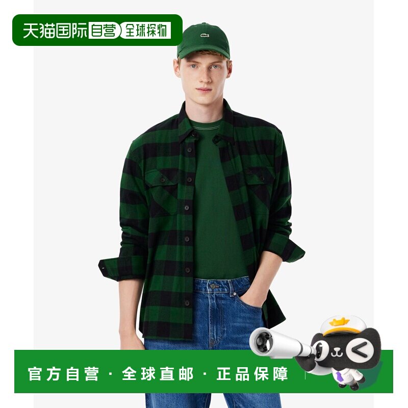 日本直邮LACOSTE 大号棉质法兰绒格纹衬衫外套图片