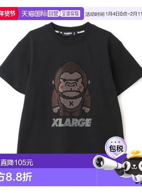 1h可退 日本直邮XLARGE KIDS儿童纯棉半袖T恤 碎钻趣味大猩猩图案