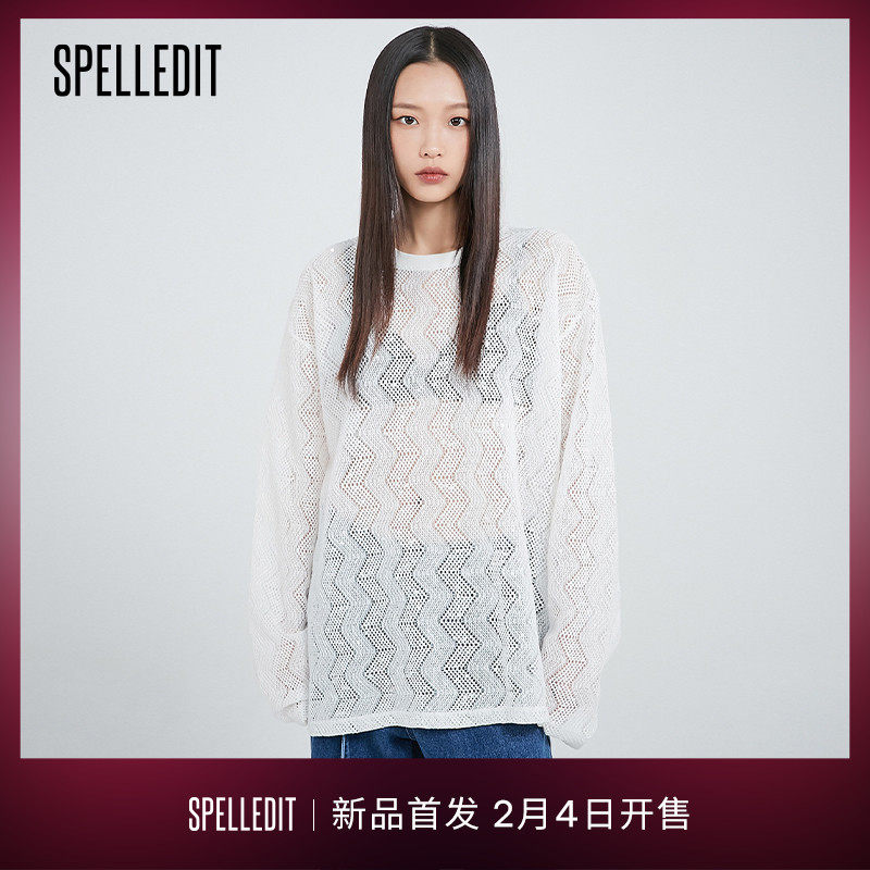 SPELLEDIT2022春季新款蕾丝长袖T恤女ins潮小众设计感韩版打底衫