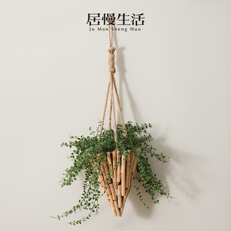 日式简约挂墙原木枝花盆墙上悬吊篮挂壁吊兰垂吊壁挂花瓶创意花篮,家居饰品,花瓶,淘宝优惠券,粉丝福利购,淘宝优惠卷