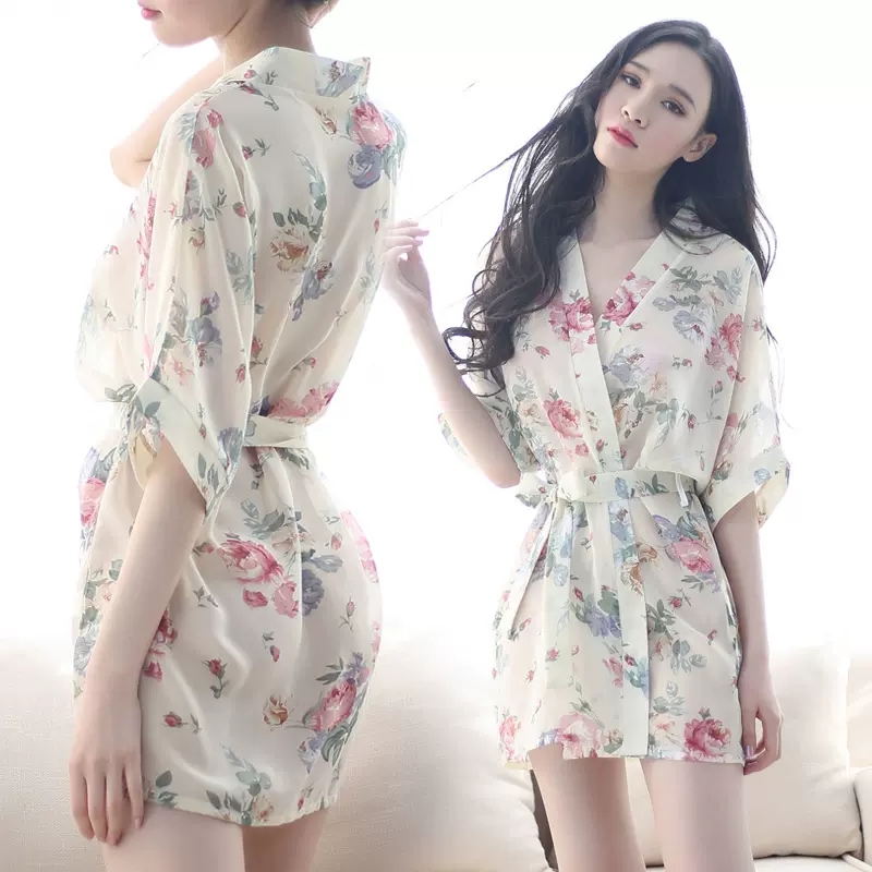 冰丝雪纺短袖和服睡衣性感纯欲