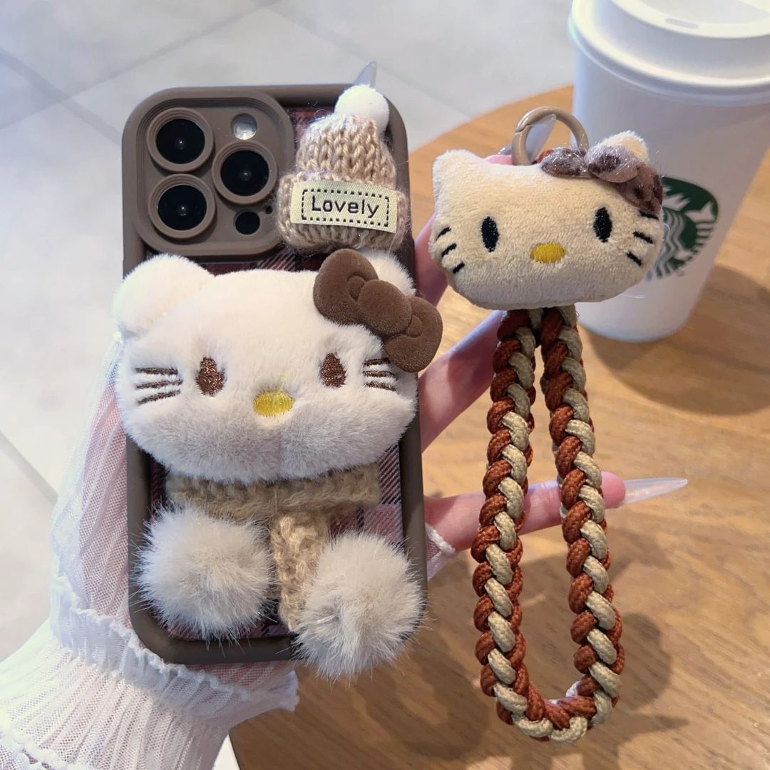 冬季毛绒凯蒂猫适用苹果手机壳