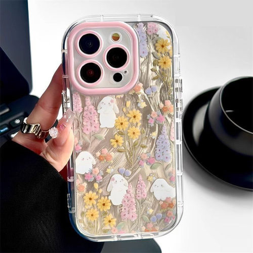 花朵兔子适用苹果手机壳