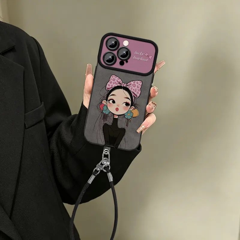 粉耳环女孩适用苹果手机壳