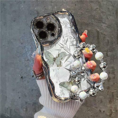 电镀水墨蝴蝶适用任意型号手机壳