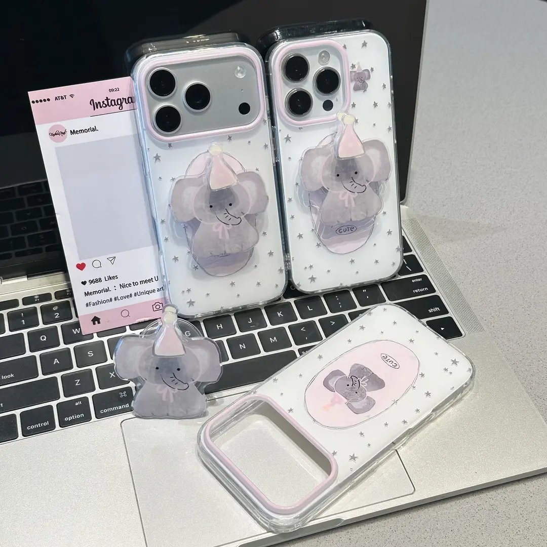 小灰象转转支架适用苹果17手机壳iPhone16/14PROMAX新款华为PURA80可爱NOVA15创意MATE60PRO防摔VIVO小米OPPO
