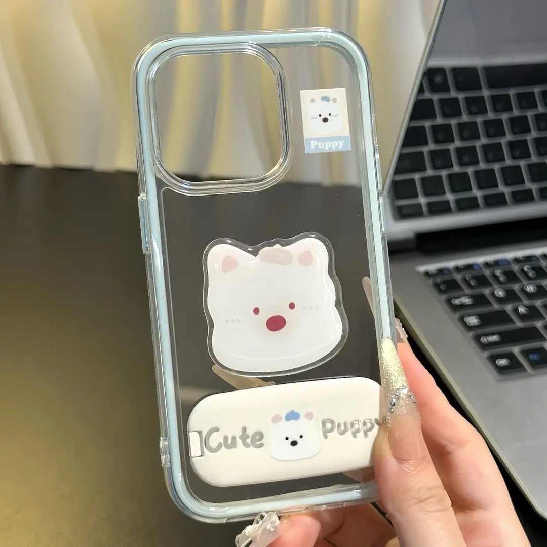 简约撞色西高地支架适用苹果16PROMAX手机壳iPhone15/14透明华为NOVA14可爱PURA70防摔MATE60PRO情侣S30小米