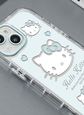 镜面凯蒂猫适用VIVOS19手机壳iQOOZ9卡通X100/X90/X80透明S18/S17/S16/S12防摔Y200/Y78/Y35防摔iQOO11SINS风
