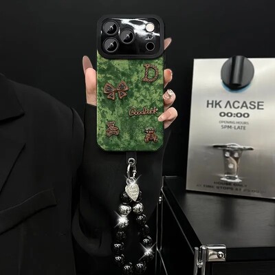 皮质金属小熊蝴蝶适用苹果手机壳