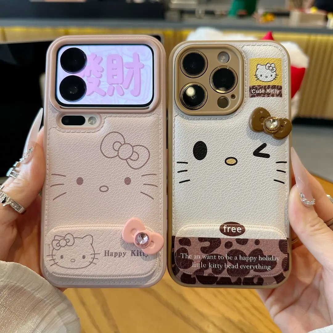 豹纹猫咪蝴蝶结支架适用苹果17PROMAX手机壳iPhone16