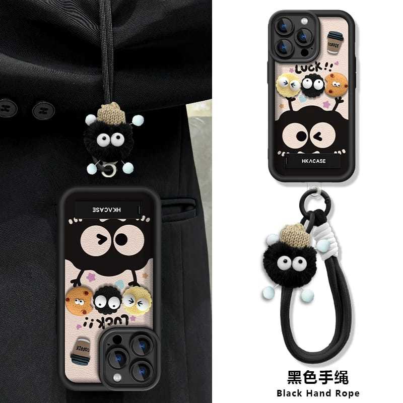 煤球公仔适用苹果16手机壳iPhone15/14PROMAX秋冬新款华为PURA70立体MATE60超火S19防摔红米NOTE14情侣RENO12