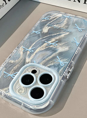 蓝色蝴蝶结适用VIVOS19手机壳X100S新款S18/S17/S16/S15/S12透明X90/X80/X60超火iQOOZ9/Z8INS风Y200/Y78清新