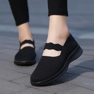 软底防滑老北京布鞋 久站不累脚休闲妈妈鞋 女 女夏秋季 全黑色工作鞋