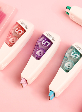 日本PLUS普乐士修正带新款MR2丨mini迷你滚轮式改正带学生学习用品大容量涂改带可换替芯可爱改错带WH-665