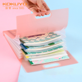 日本KOKUYO国誉淡彩曲奇格子竖款 风琴包A4手提多层文件袋科目分类文件夹便携试卷收纳袋资料夹马卡龙资料册袋