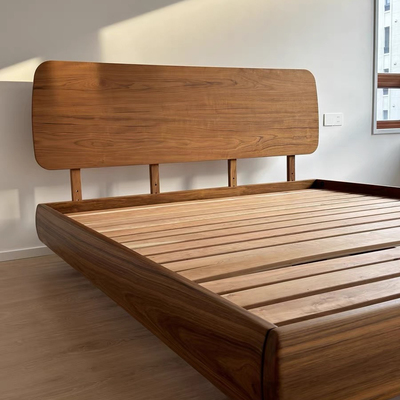 缅甸瓦城柚木实木床1.8米双人床现代简约主卧大床1.5米家用卧室床