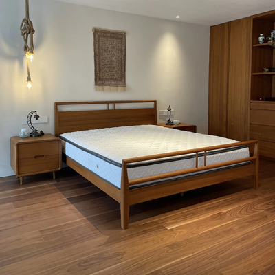 新中式实木床缅甸瓦城黑线柚木1.5米1.8米双人现代简约主卧家用床