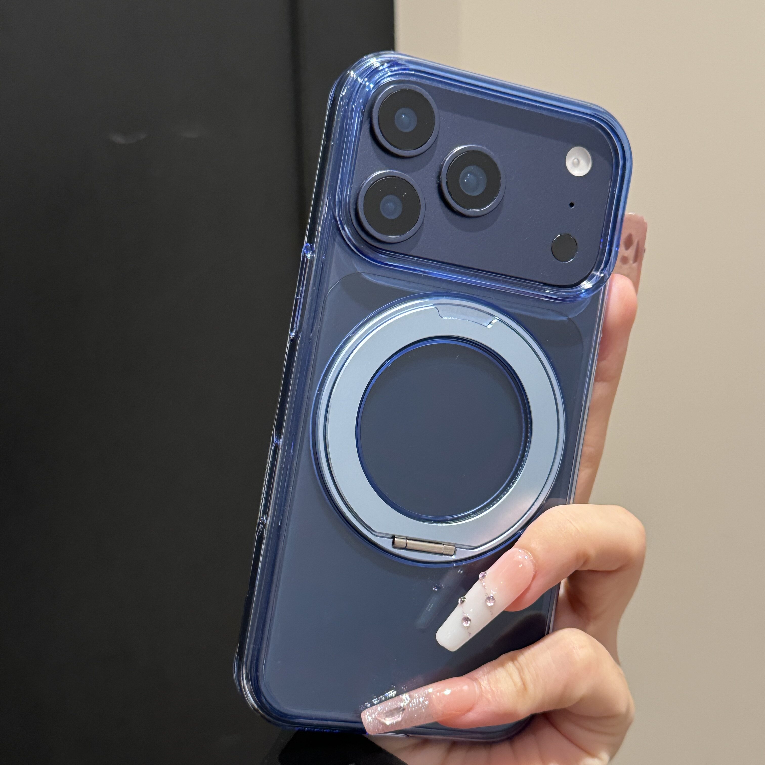 韩道适用苹果18Promax手机壳iphone17pro新款超薄浅蓝色透明PC硬壳360磁吸支架AI按键全包16简约15防摔保护套