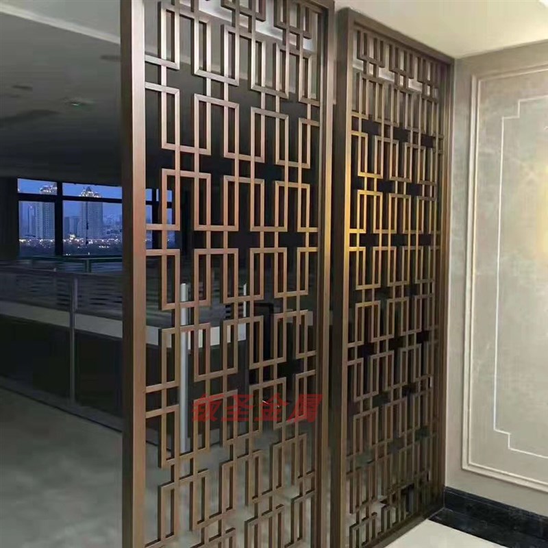 不锈钢屏风隔断雕花镂空中式欧式玄关金属酒店屏风厂家定制