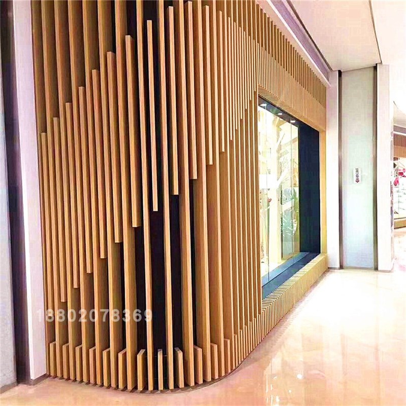 江苏铝方通吊顶木纹铝方通U型槽招牌门头幕墙订做木纹型材铝格栅