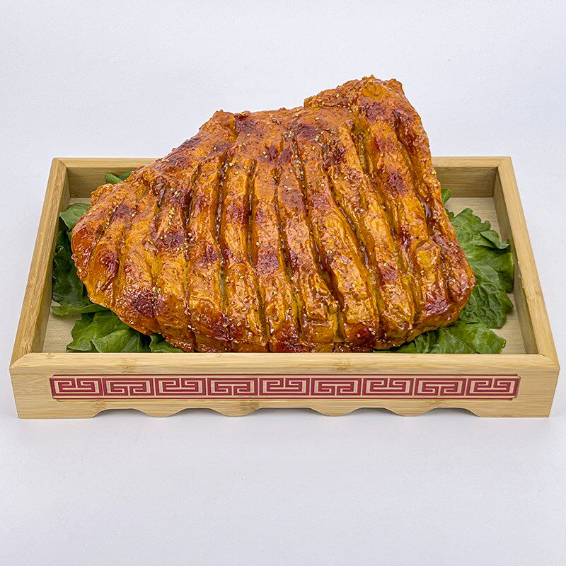 蒙古包餐厅特色餐具商用竹木纹烤羊头盘手把肉托盘烤羊排羊腿鸡鸭