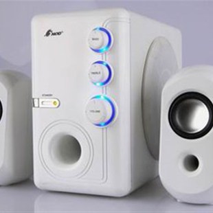 白色木质V 11音箱2.1音响白色有源低音炮桌面迷你巨炮电脑通用