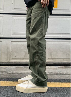 TZG 水洗做旧直筒伐木裤男夏季美C式复古街头百搭卡其工装休闲裤