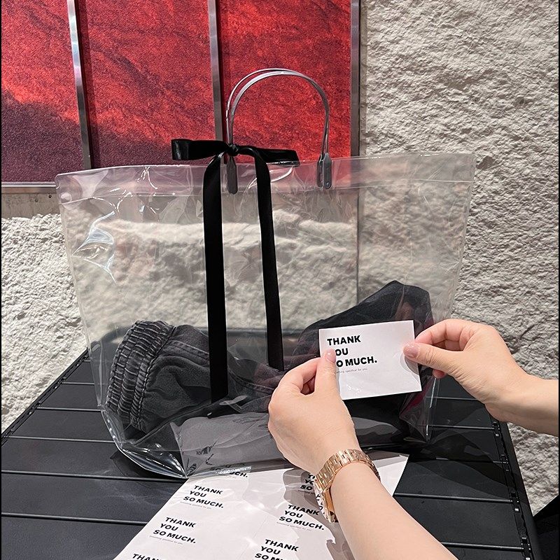 高端PCV透明叉耳袋定制加厚女装购物包装袋服装店手提袋制作,包装,礼品袋/塑料袋,淘宝优惠券,粉丝福利购,淘宝优惠卷