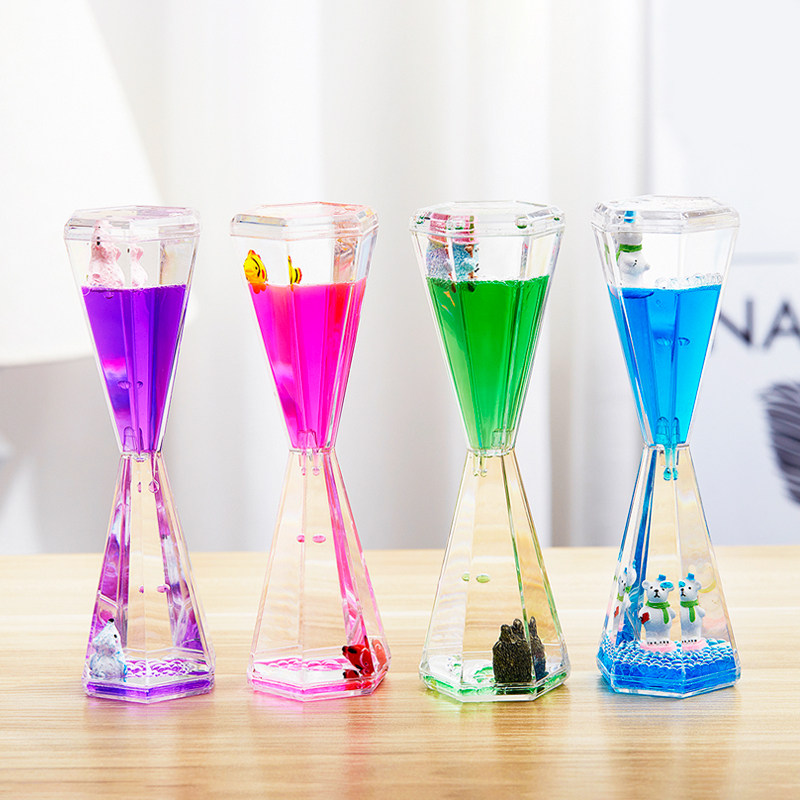 梦幻海洋小动物油k滴沙漏计时器创意六角形水漏摆件儿童节生日礼,家居饰品,装饰摆件,淘宝优惠券,粉丝福利购,淘宝优惠卷