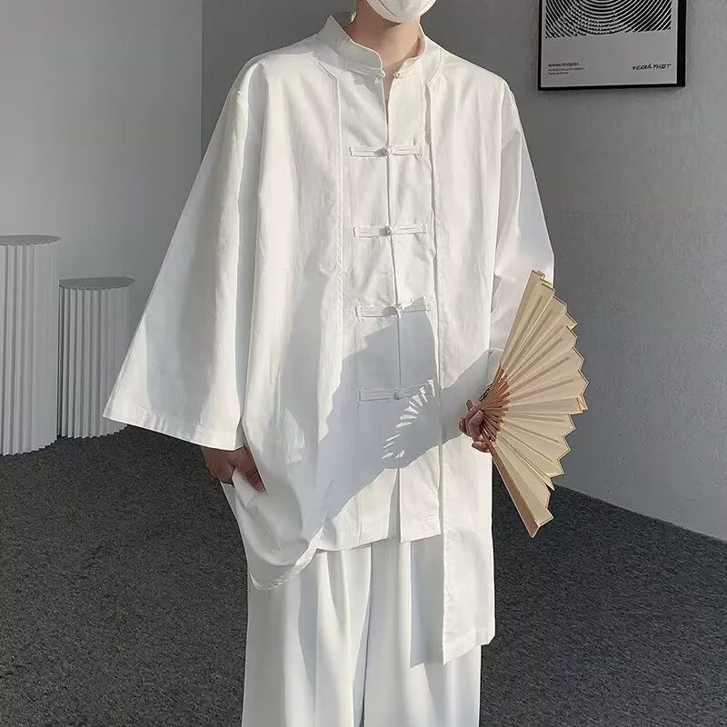 抒融汉服成人男中国风p道袍假两件外套中山衬衣太极服大码新中式,男装,其他套装,淘宝优惠券,粉丝福利购,淘宝优惠卷