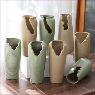 缺口多肉高盆微瑕花盆处理缺口悬崖桩G花盆切口多肉花盆粗陶瘦高