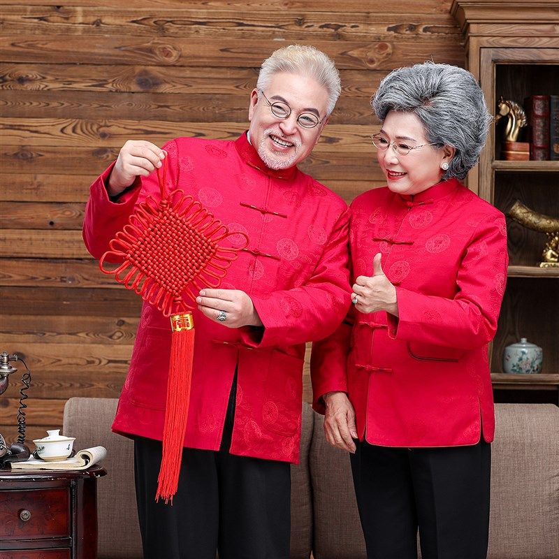 情侣唐装男中老年人爸q爸结婚礼服爷爷奶奶春秋外套老人过寿上衣,男装,唐装,淘宝优惠券,粉丝福利购,淘宝优惠卷