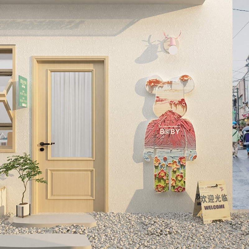 网红公仔拍照区布k置咖啡奶茶店厅墙壁面贴装饰背景摆件门口吸引,家居饰品,文化墙贴,淘宝优惠券,粉丝福利购,淘宝优惠卷