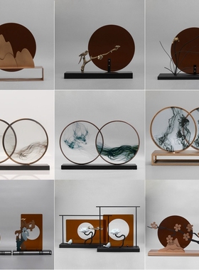 现代新中式禅意家居亚克力摆件酒店样板房客厅R电视柜玄关软装饰